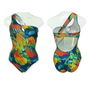 ABS Allen Schwartz Macy's Exclusive Brazil One Shoulder Tropical Swimsuit